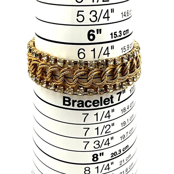 Elegant Costume Gold Tone Bracelet Rhinestone Chain Link Romantic Preppy Glam - Picture 8 of 8